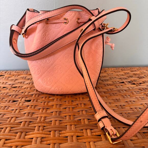 Tory Burch Mini T Momogram Debossed Bucket Bag - Picture 2 of 6